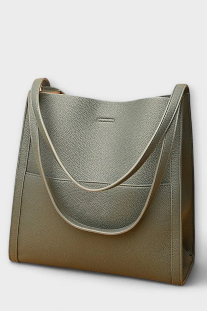 Nea - Women’s Structured Textured Tote Bag with Front Pocket