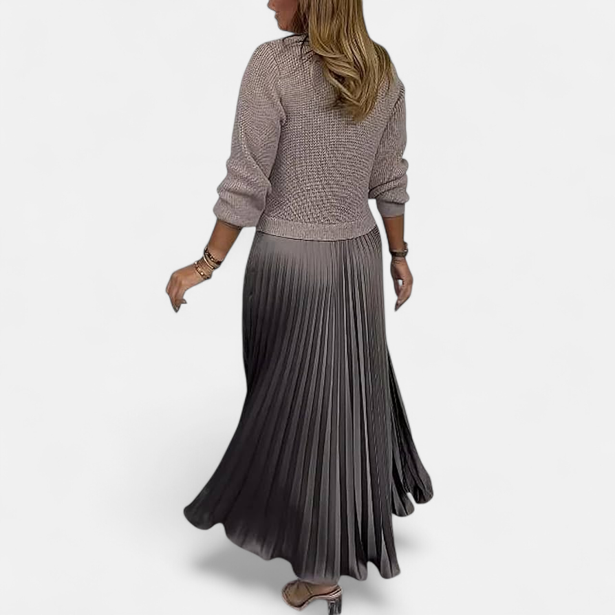 Claudia - Maxi Dress with Jumper and Pleated Skirt