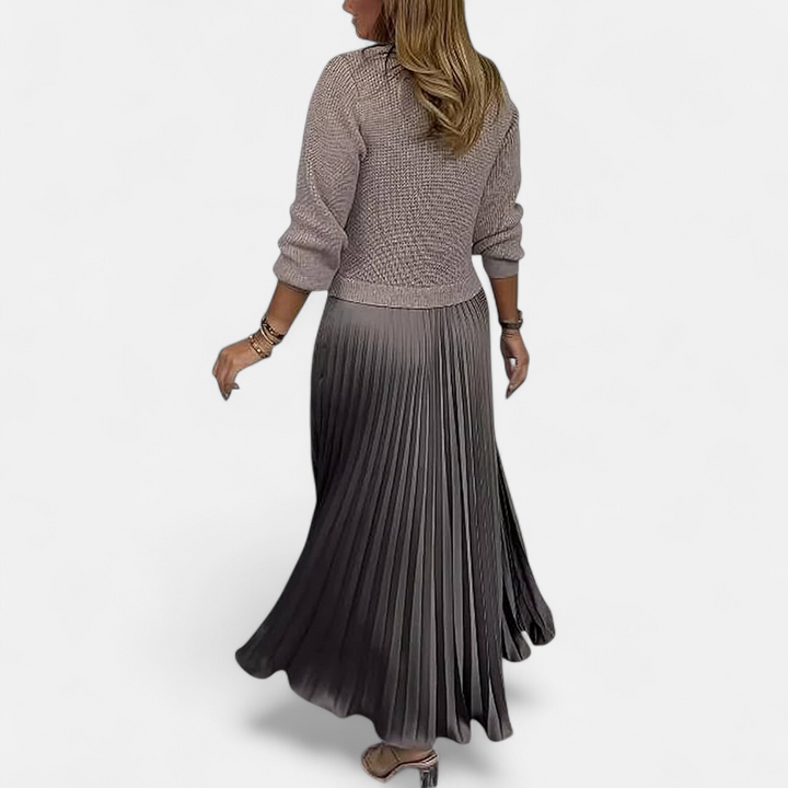 Claudia - Maxi Dress with Jumper and Pleated Skirt