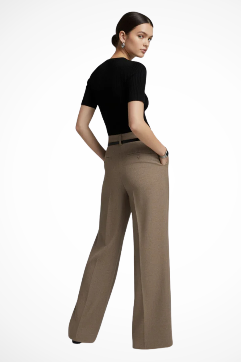 Thea - Women’s Tailored Wide-Leg Trousers with Belt Detail