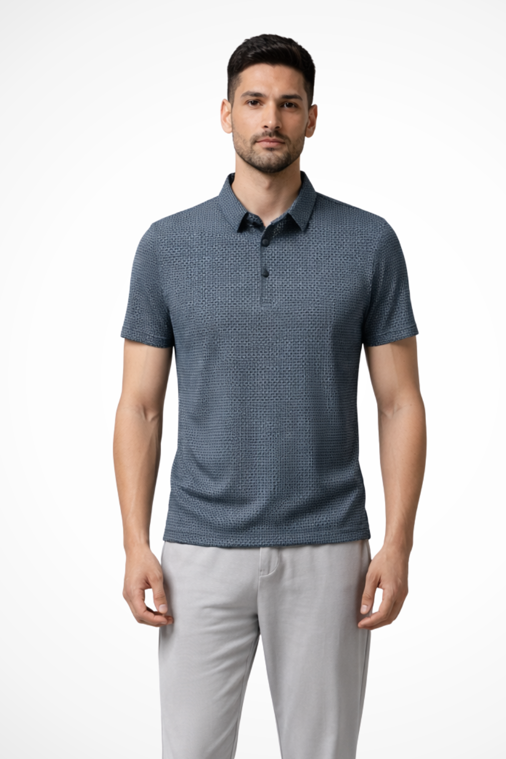 Elliot - Men Waffle Knit Short Sleeve Formal Polo Shirt