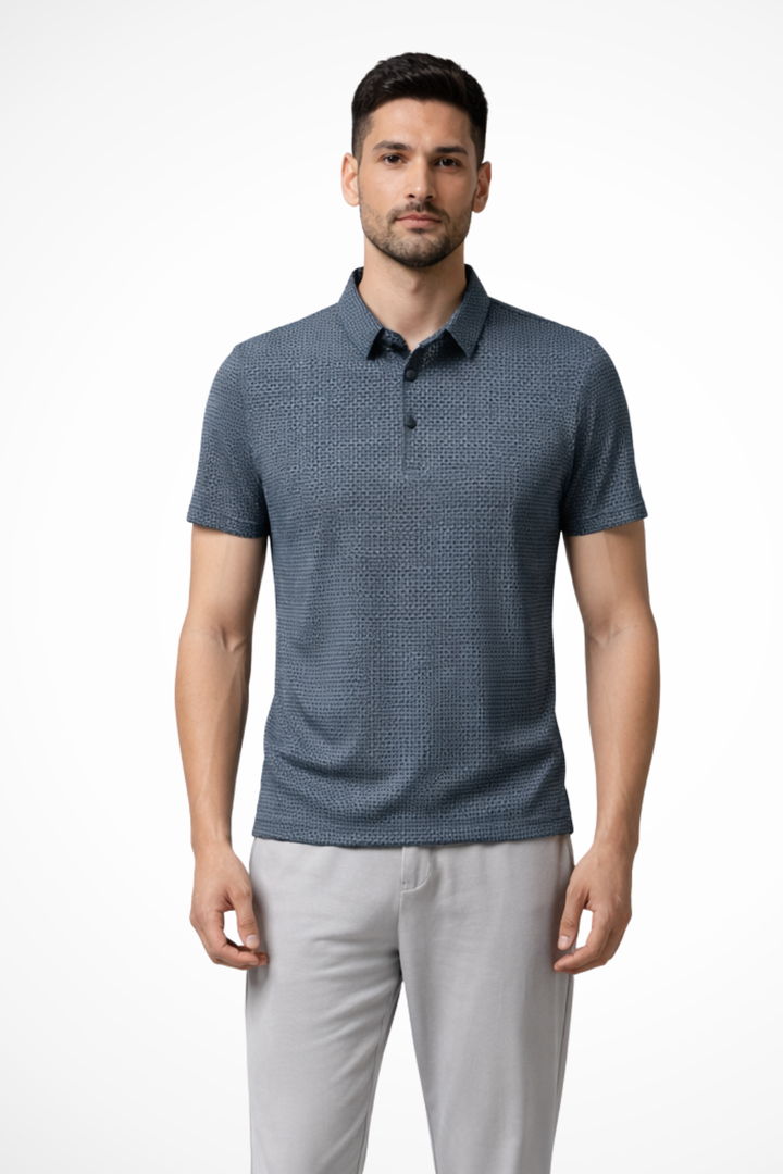 Elliot - Men Waffle Knit Short Sleeve Formal Polo Shirt