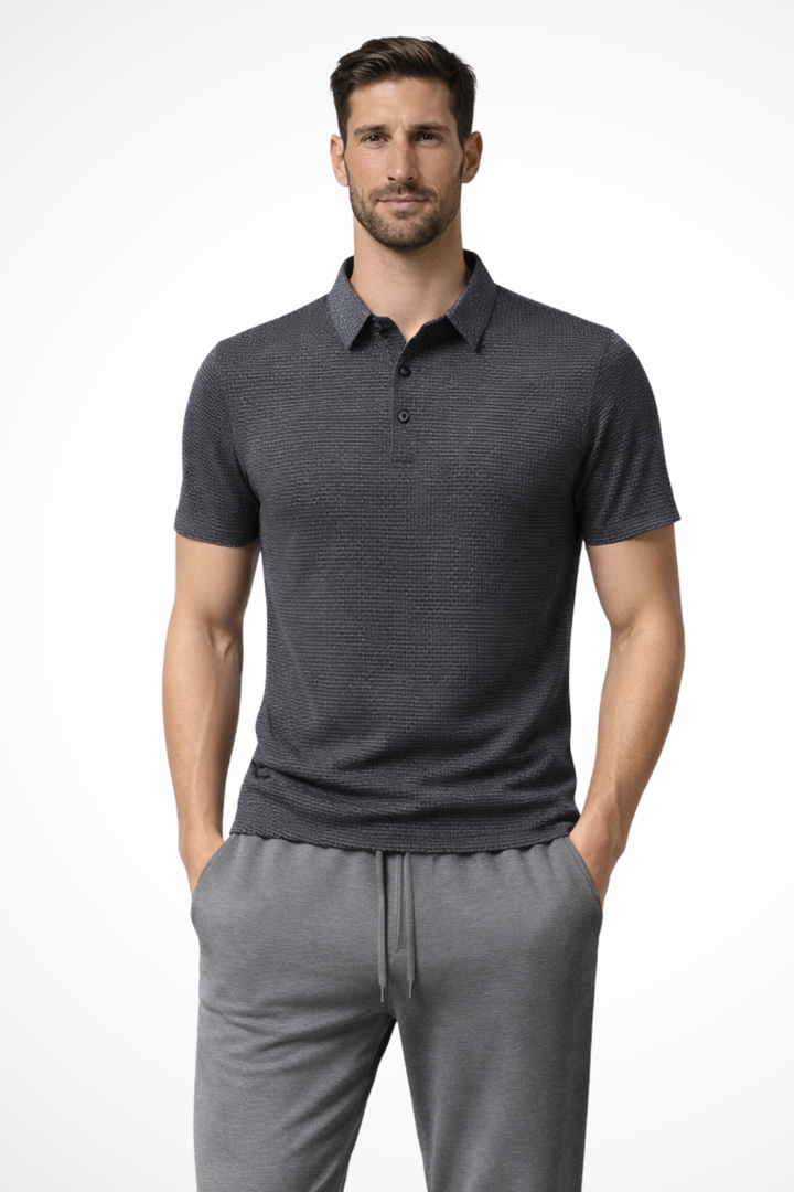 Elliot - Men Waffle Knit Short Sleeve Formal Polo Shirt