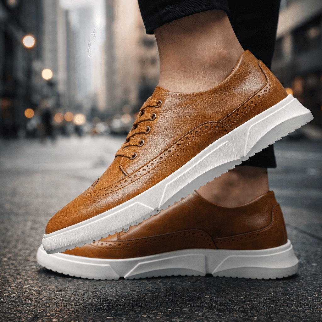 Calvin - Men’s Brogue-Detail Lace-Up Trainers with Cushioned Sole