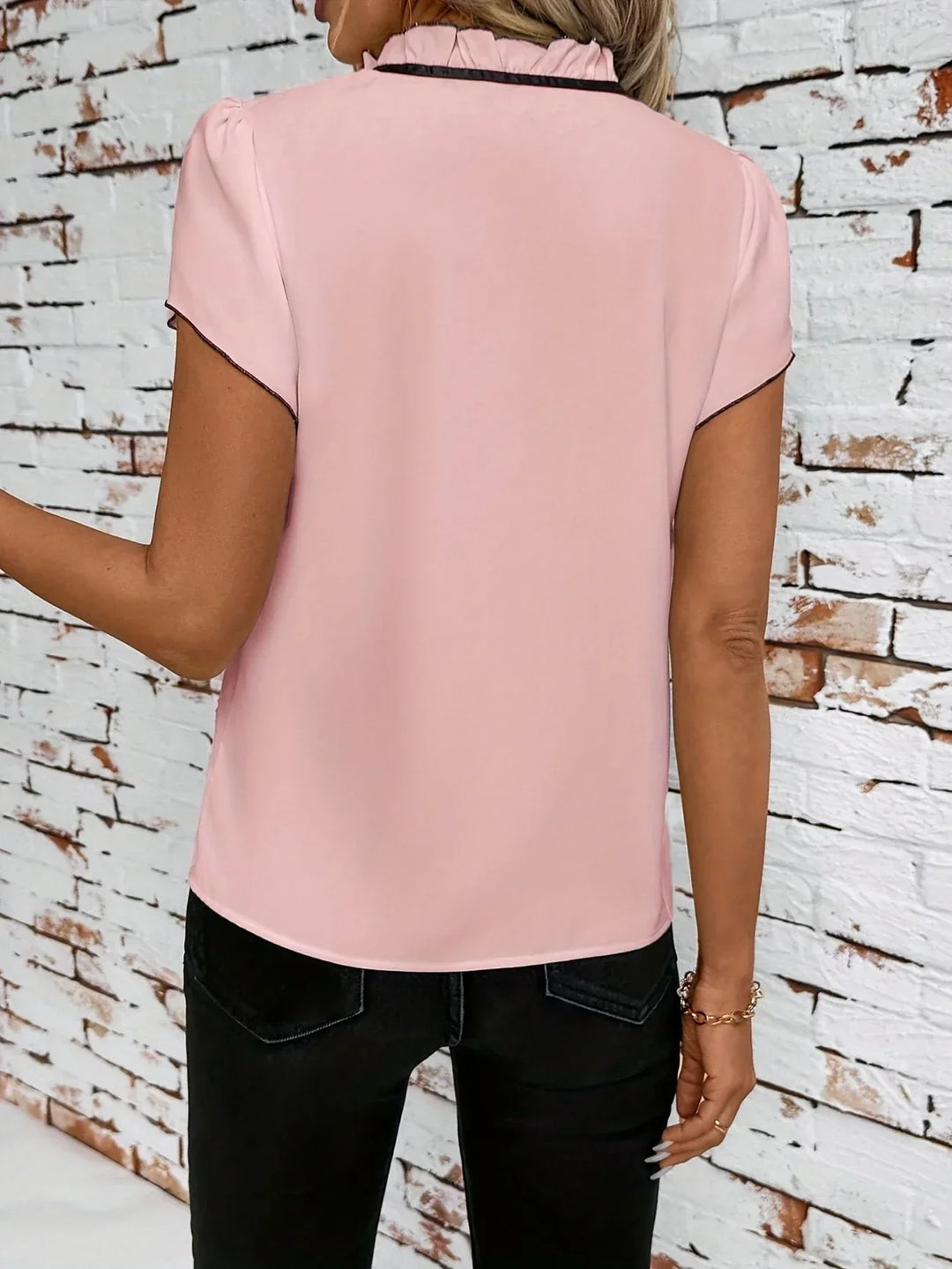 Zinnia – Ruffle Tie-Neck Blouse