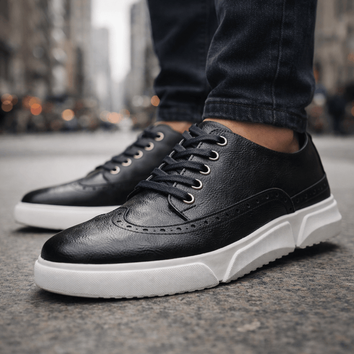 Calvin - Men’s Brogue-Detail Lace-Up Trainers with Cushioned Sole
