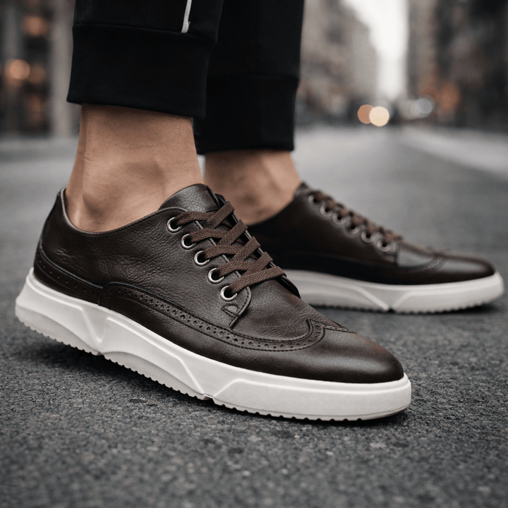 Calvin - Men’s Brogue-Detail Lace-Up Trainers with Cushioned Sole