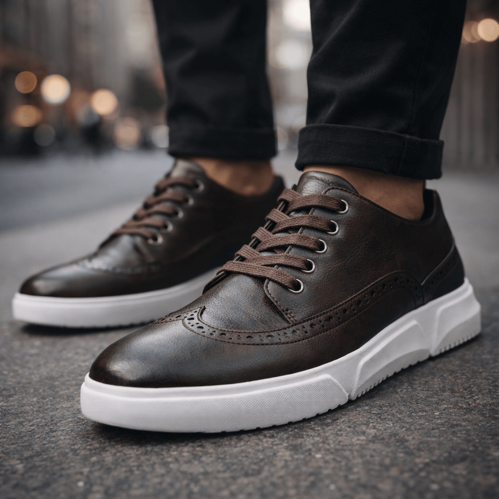 Calvin - Men’s Brogue-Detail Lace-Up Trainers with Cushioned Sole