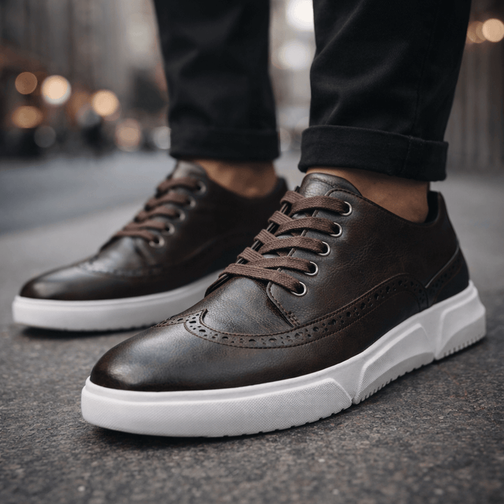 Calvin - Men’s Brogue-Detail Lace-Up Trainers with Cushioned Sole