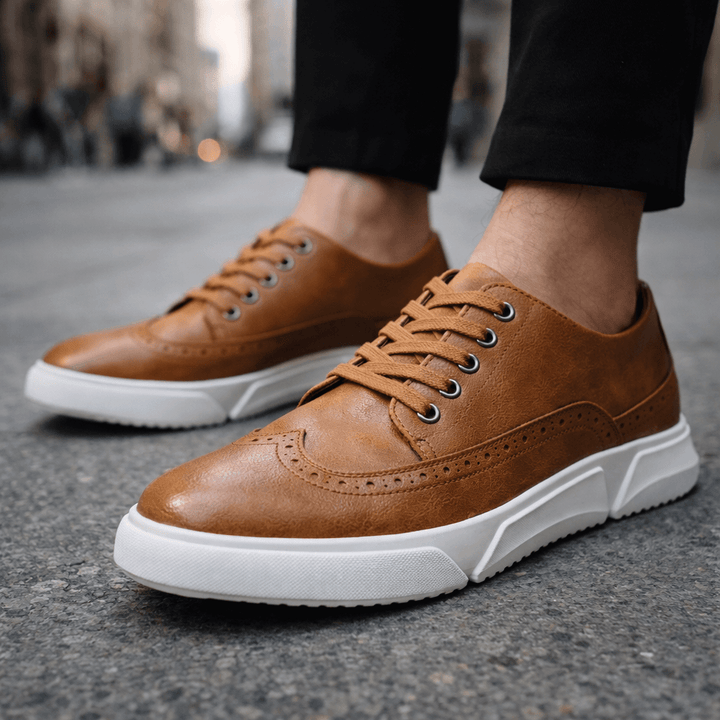Calvin - Men’s Brogue-Detail Lace-Up Trainers with Cushioned Sole