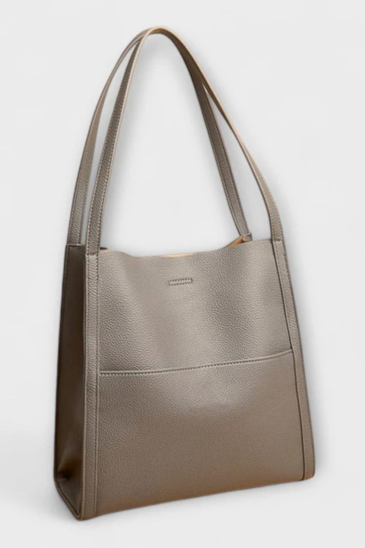 Nea - Women’s Structured Textured Tote Bag with Front Pocket