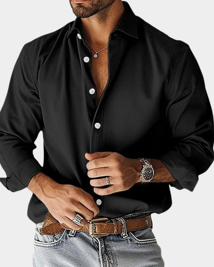 Men’s Long Sleeve Button-Up Shirt with Classic Collar