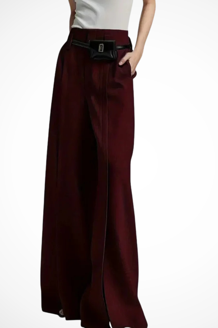 Thea - Women’s Tailored Wide-Leg Trousers with Belt Detail