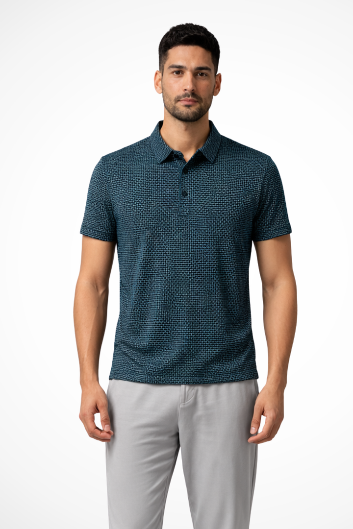 Elliot - Men Waffle Knit Short Sleeve Formal Polo Shirt