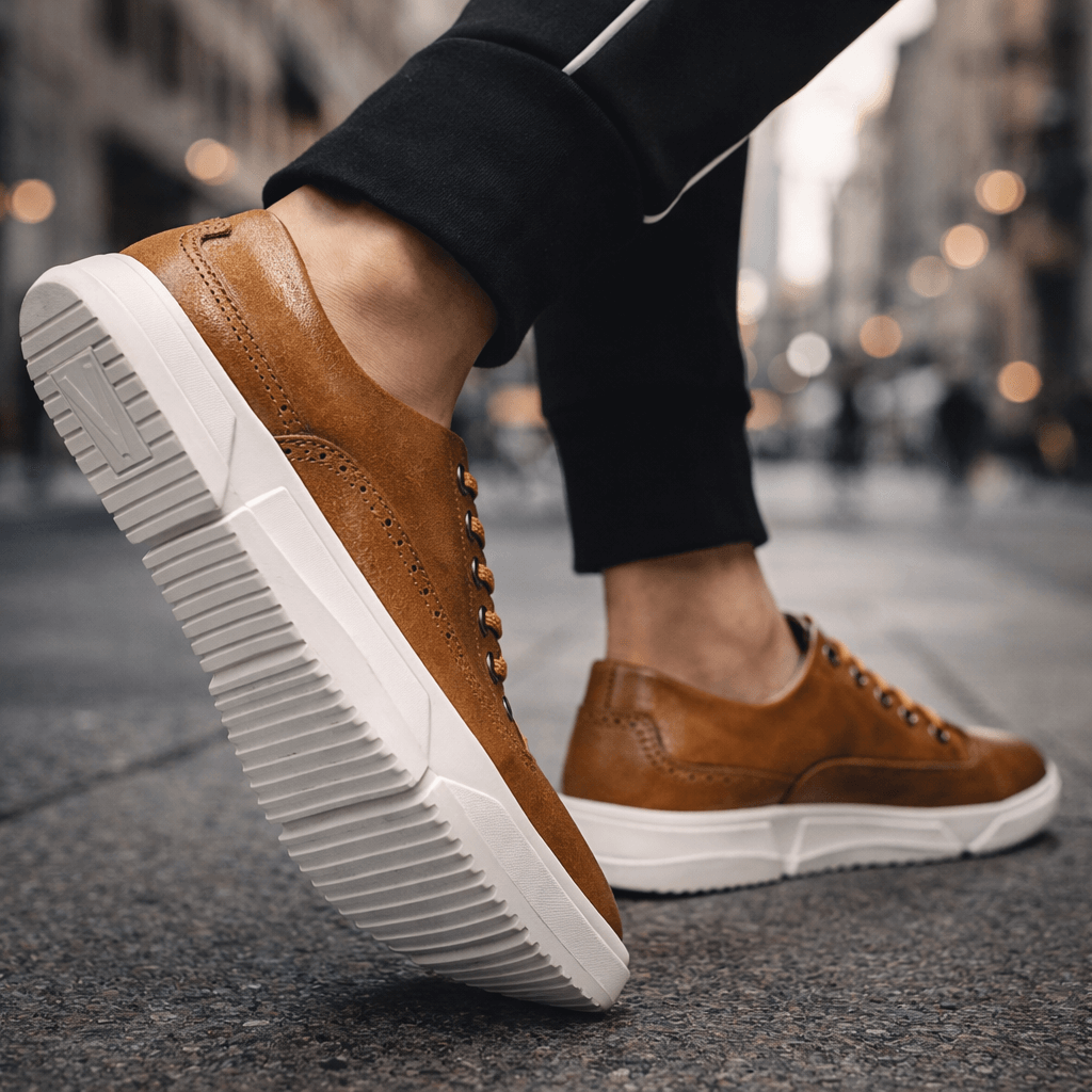 Calvin - Men’s Brogue-Detail Lace-Up Trainers with Cushioned Sole
