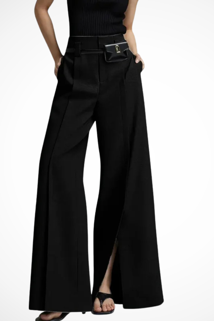 Thea - Women’s Tailored Wide-Leg Trousers with Belt Detail