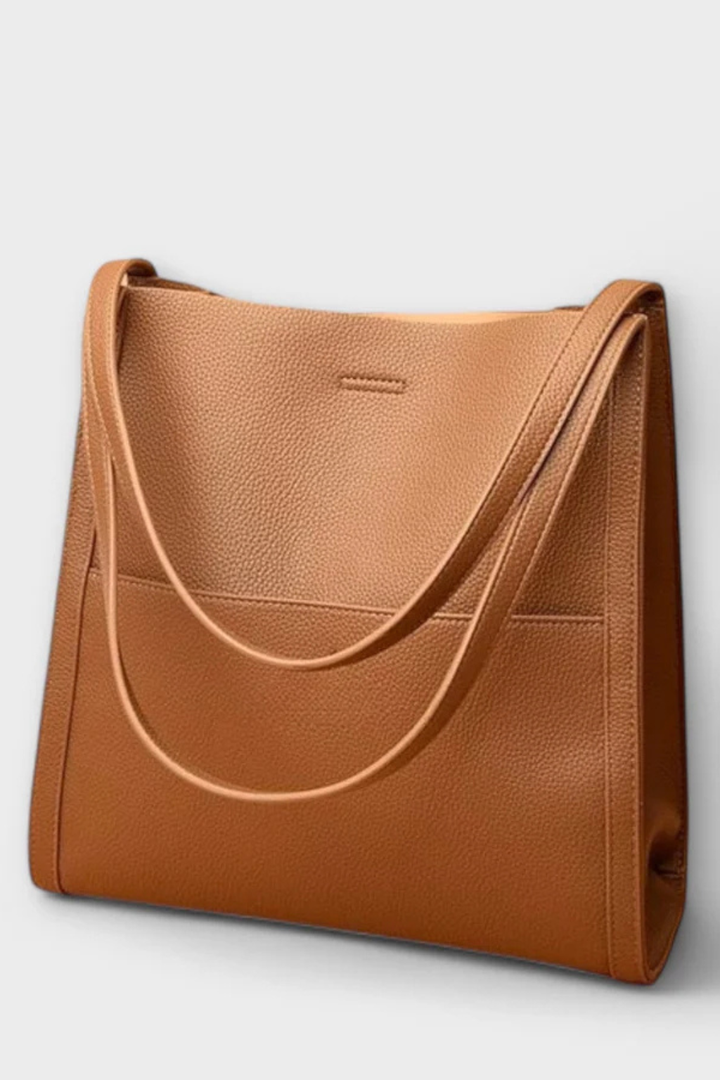 Nea - Women’s Structured Textured Tote Bag with Front Pocket