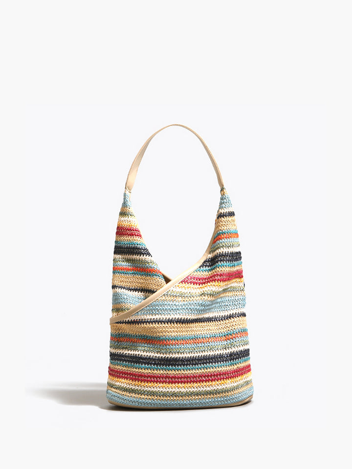 Rainbow Grass Woven Shoulder Bag