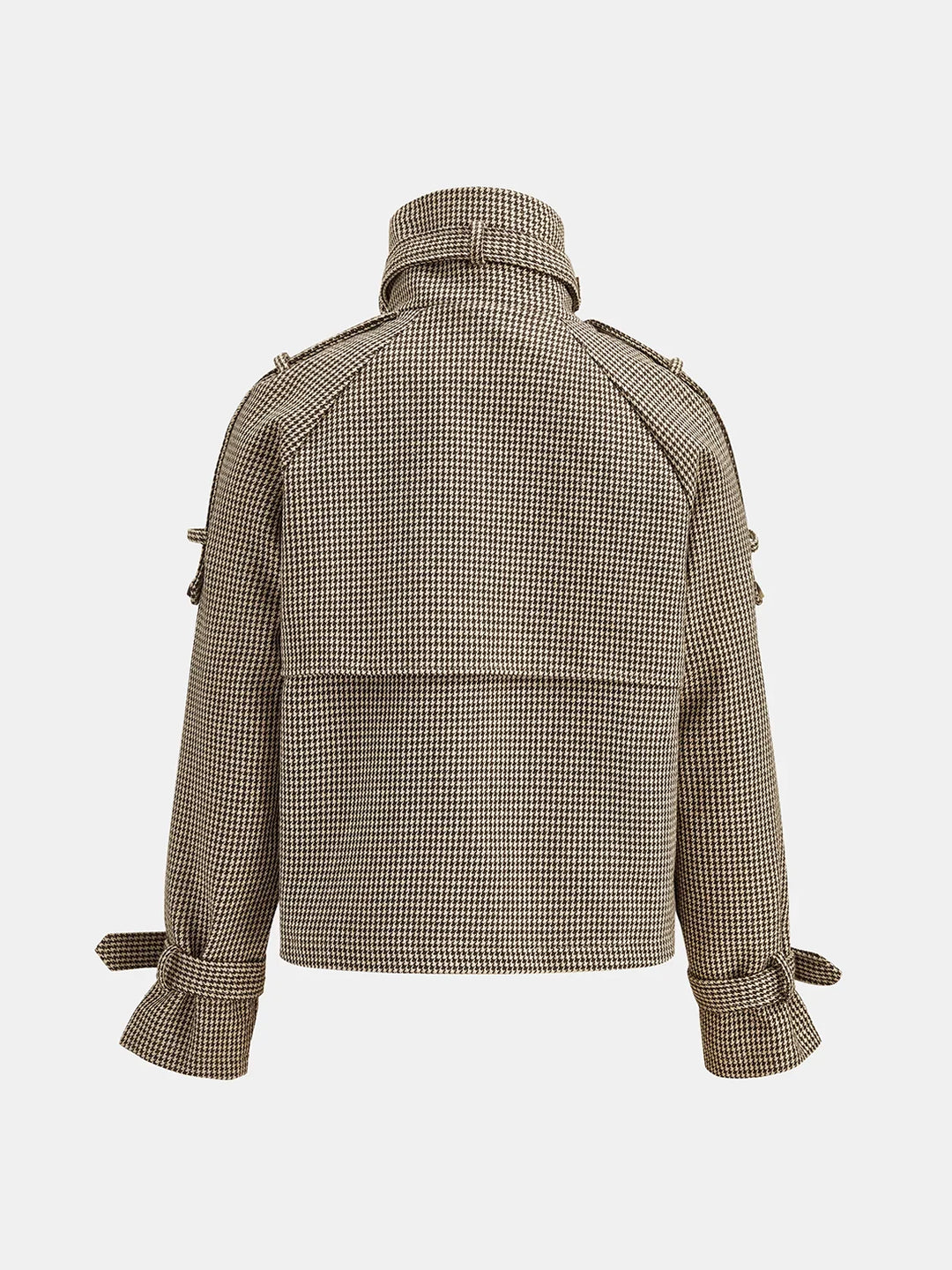 Beatrice - Women’s Cropped Houndstooth Jacket with Stand Collar