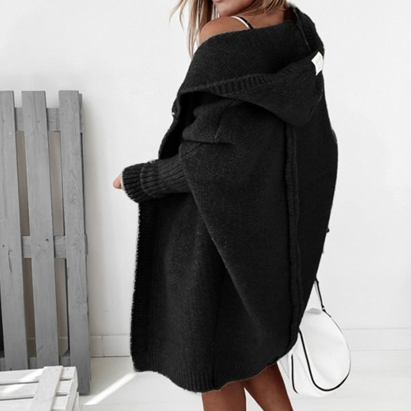 Anna Mae - Women's Casual Long Hooded Cardigan