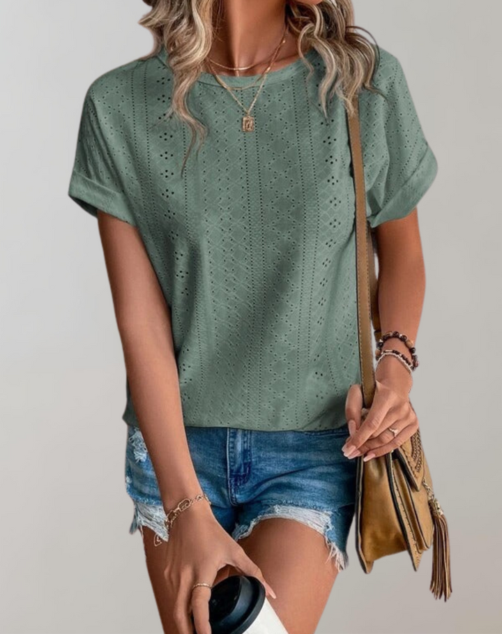Fiona | Breezy Summer Blouse with Delicate Eyelet Embroidery