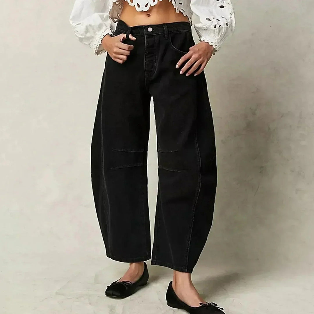 Laura -  Women’s High Waisted Wide Leg Cropped Jeans