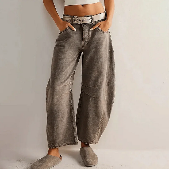 Laura -  Women’s High Waisted Wide Leg Cropped Jeans