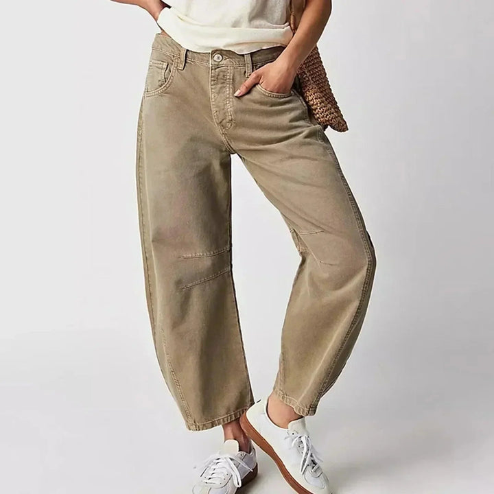 Laura -  Women’s High Waisted Wide Leg Cropped Jeans