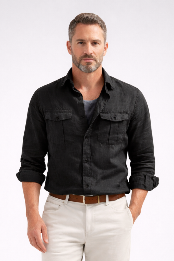 Men's Long Sleeve Shirt - Double Chest Pocket