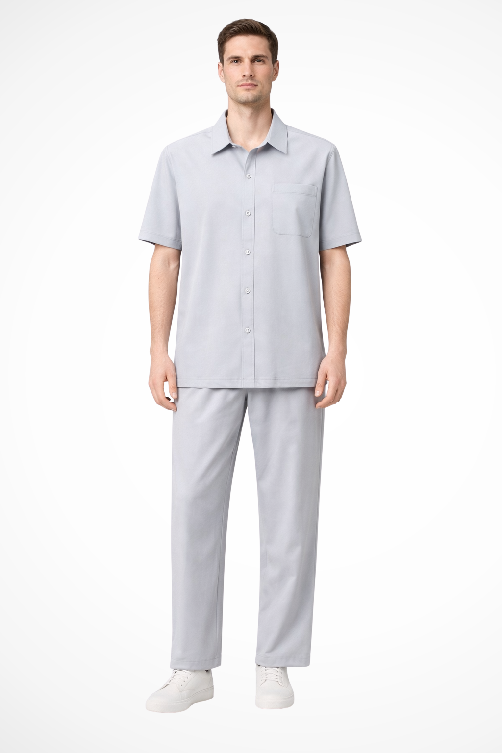 Men's Two-Piece Set — Lapel Shirt & Elasticated-Waist Trousers