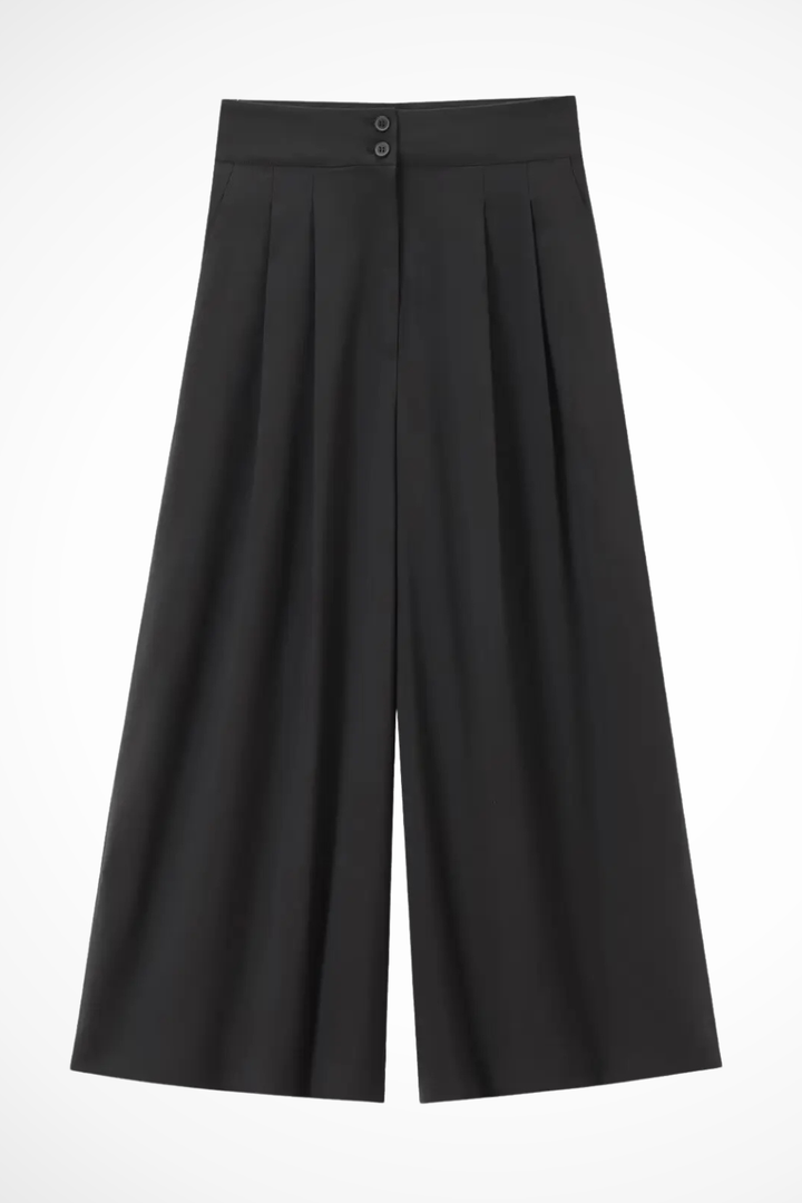 Isadora | Women Sleeveless Belted Wrap Top and Wide Leg Linen Trousers Suit Set