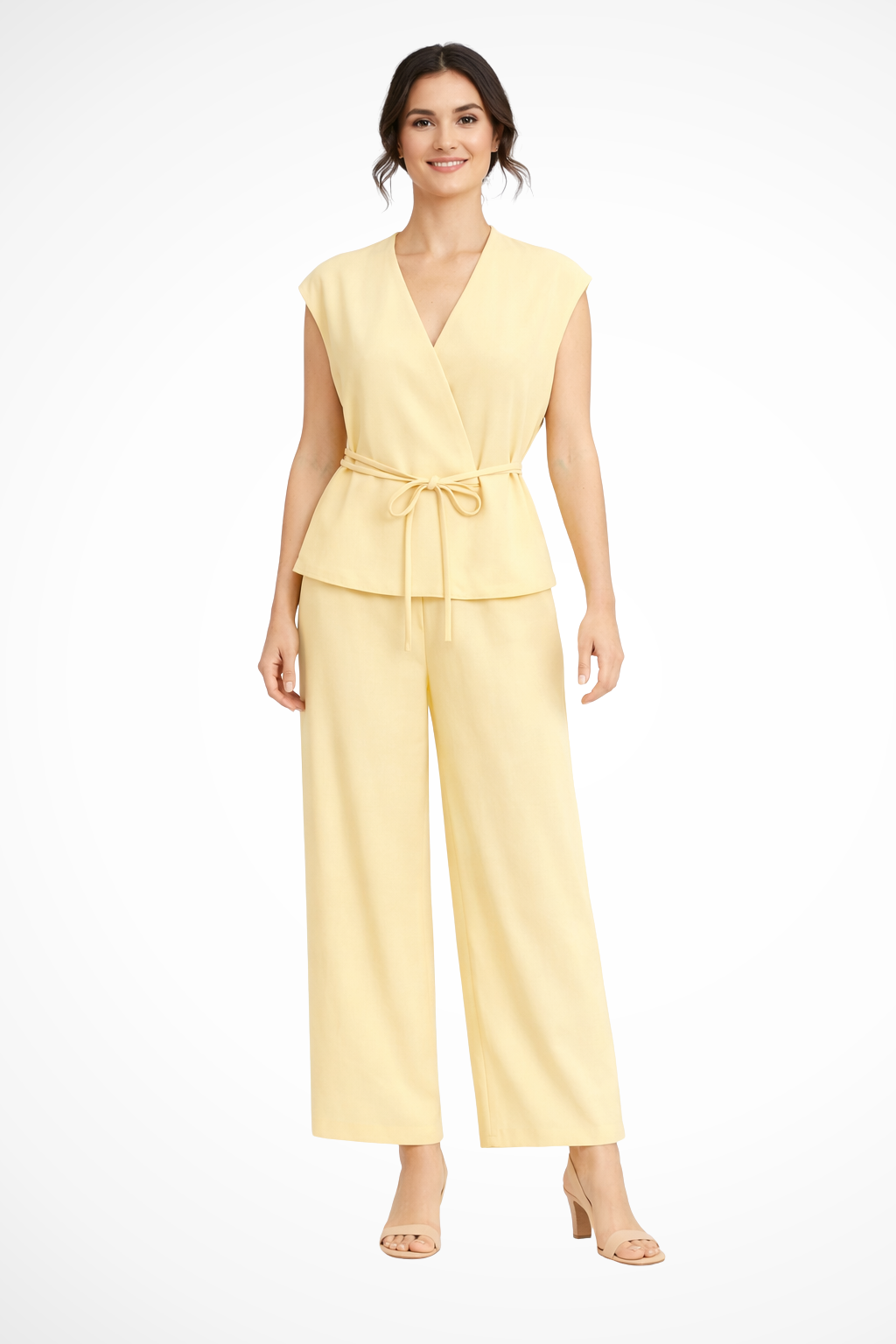 Nova - Women’s Belted Wrap Top & Wide-Leg Trouser Set