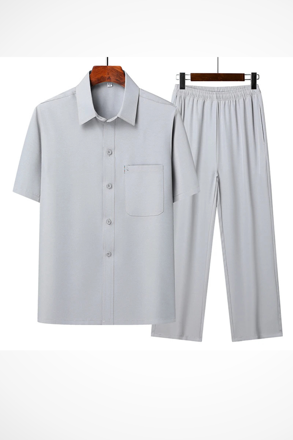 Men's Two-Piece Set — Lapel Shirt & Elasticated-Waist Trousers