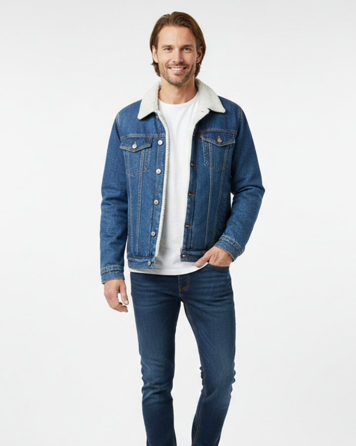 Men's Denim Jacket - Fleece-Lined, Classic Fit
