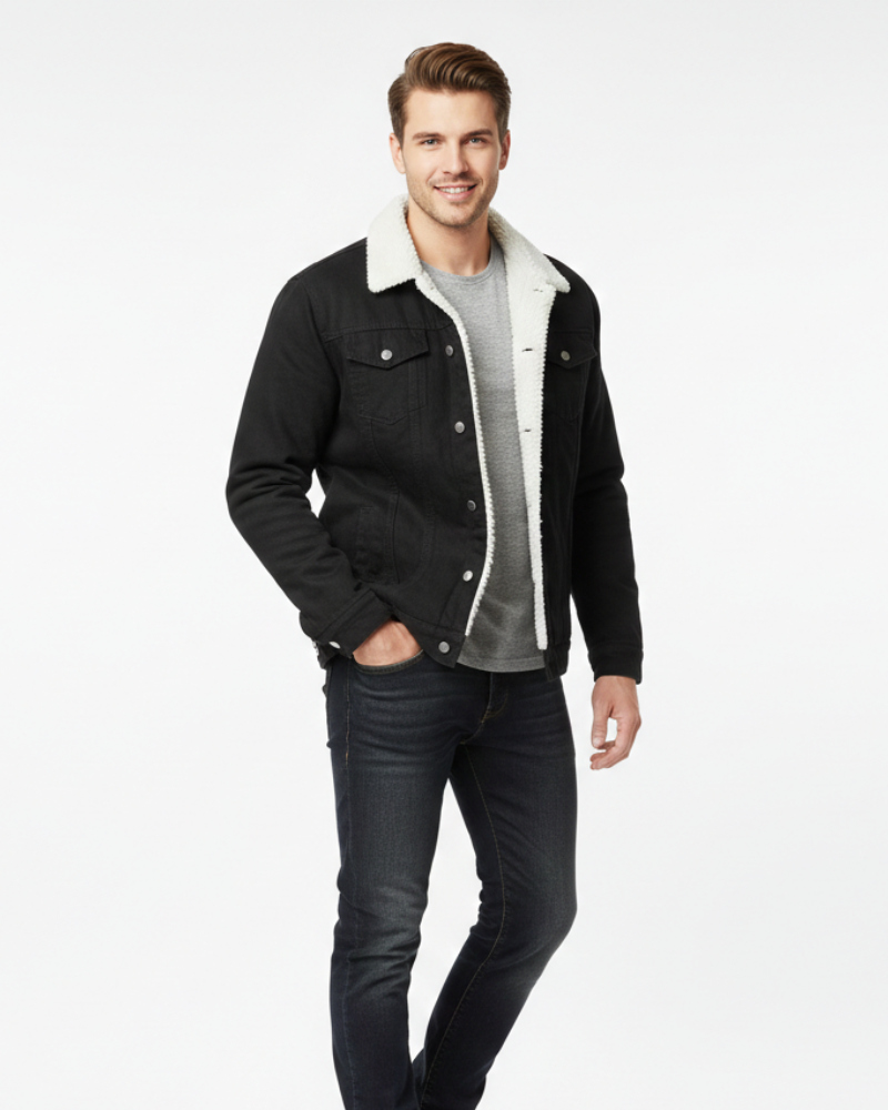 Men's Denim Jacket - Fleece-Lined, Classic Fit
