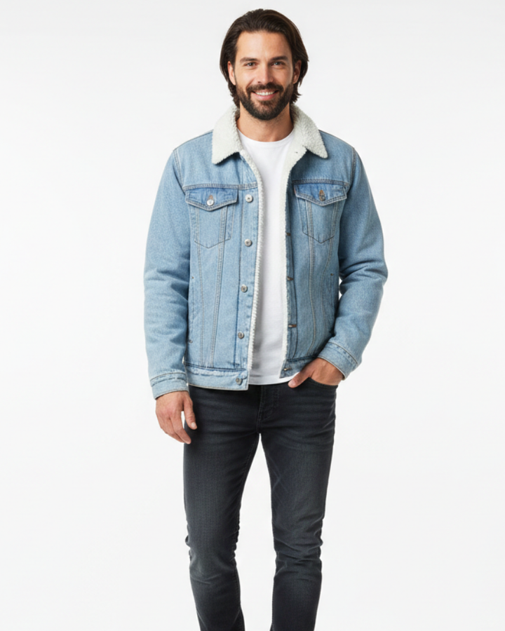 Men's Denim Jacket - Fleece-Lined, Classic Fit