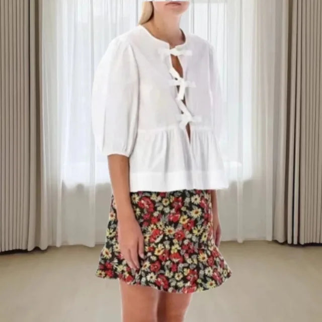 Isabella | Chic Leopard Print Blouse with Puff Sleeves