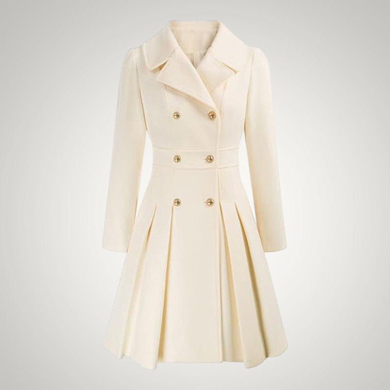 Women’s Tailored Double-Breasted Pleated Trench Coat