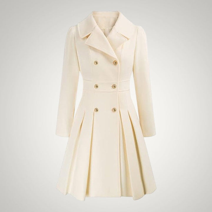 Women’s Tailored Double-Breasted Pleated Trench Coat