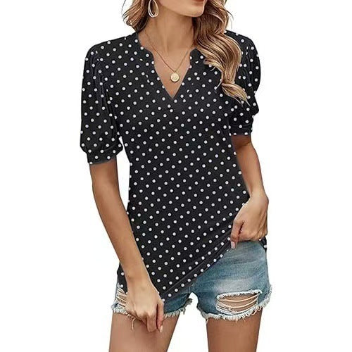 Brienne – Polka Dot V-Neck Blouse