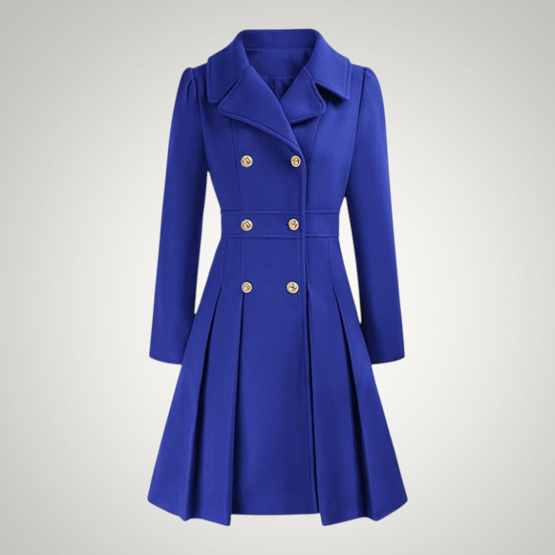 Women’s Tailored Double-Breasted Pleated Trench Coat