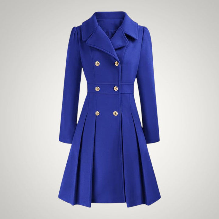 Women’s Tailored Double-Breasted Pleated Trench Coat