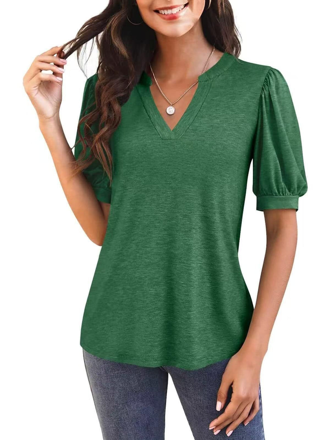 Averyn – Puff Sleeve V-Neck Top