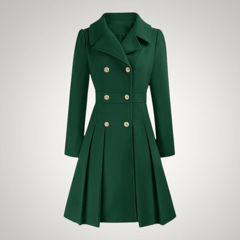 Women’s Tailored Double-Breasted Pleated Trench Coat