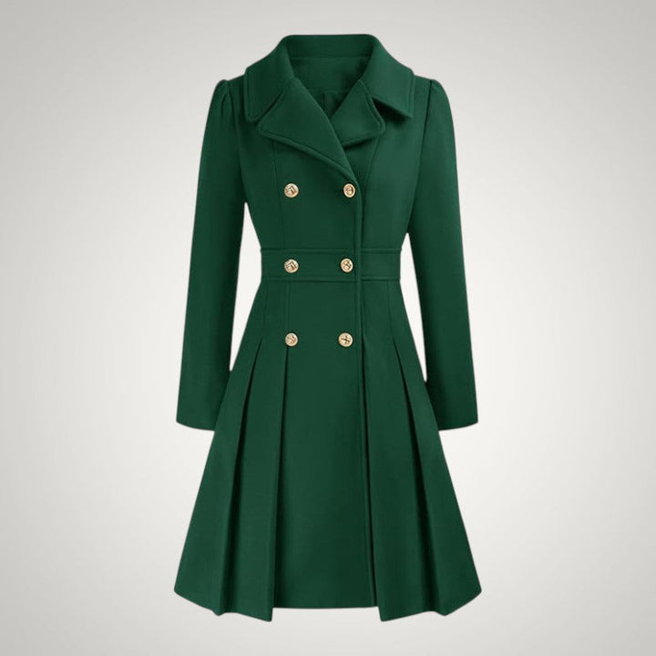 Women’s Tailored Double-Breasted Pleated Trench Coat