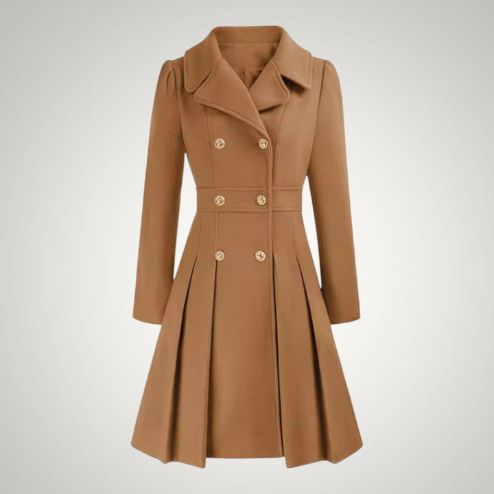 Women’s Tailored Double-Breasted Pleated Trench Coat