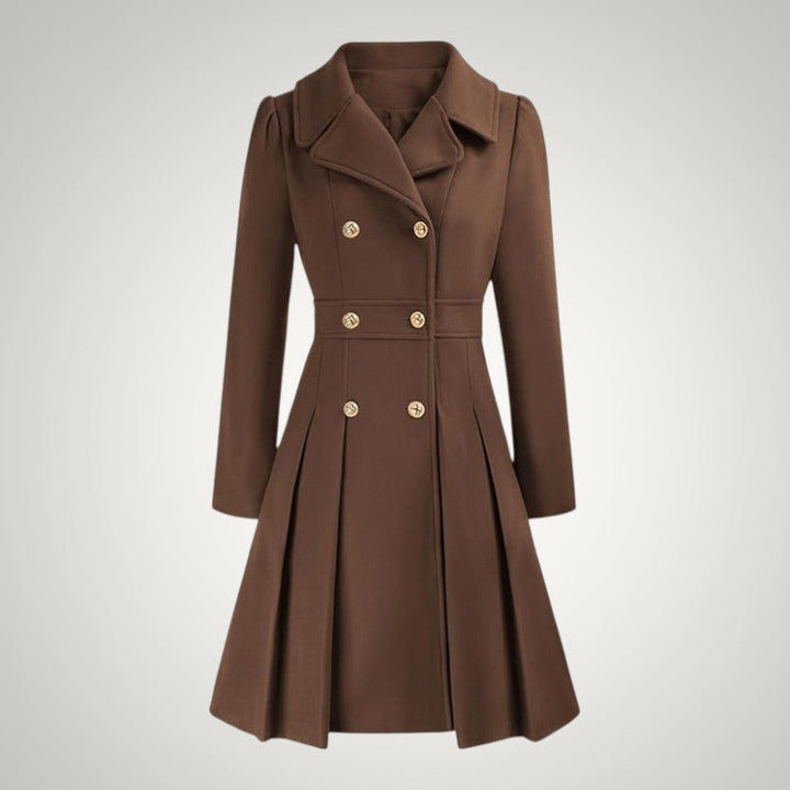 Women’s Tailored Double-Breasted Pleated Trench Coat