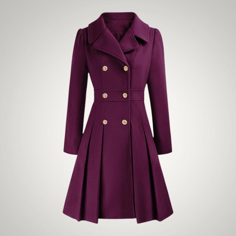 Women’s Tailored Double-Breasted Pleated Trench Coat