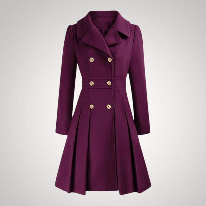 Women’s Tailored Double-Breasted Pleated Trench Coat