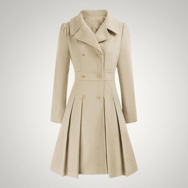 Women’s Tailored Double-Breasted Pleated Trench Coat